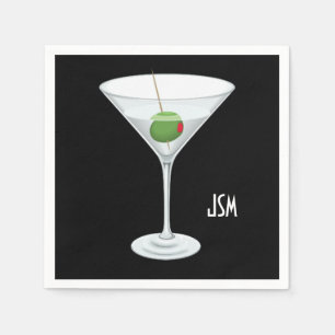 Servilleta De Papel Personalizado Monogram Vodka Gin Martini Cocktail 