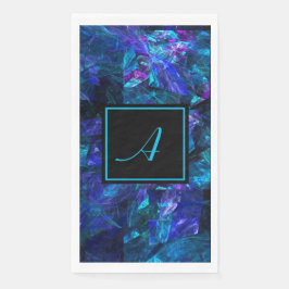 Servilleta De Papel Personalizado Monograma Azul Negro Resumen Cumplea