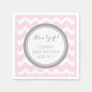 Servilleta De Papel Personalizado Monograma Baby Shower Napkin gris ro
