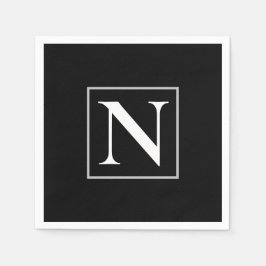 Servilleta De Papel Personalizado Monograma blanco y negro Fiesta de n