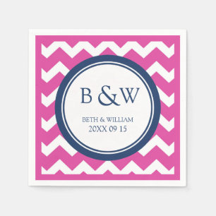 Servilleta De Papel Personalizado Monograma Boda Napkin Chevron Azul R