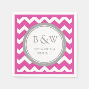 Servilleta De Papel Personalizado Monograma Boda Napkin Chevron Gris R