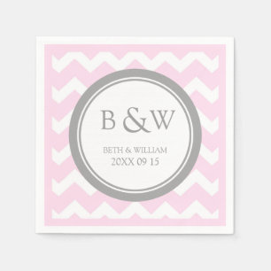 Servilleta De Papel Personalizado Monograma Boda Napkin Chevron Gris R