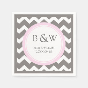 Servilleta De Papel Personalizado Monograma Boda Napkin Chevron Gris R