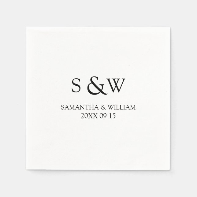 Servilleta De Papel Personalizado Monograma Boda Napkins (Anverso)