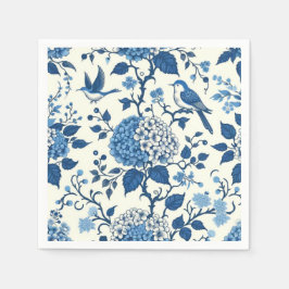 Servilleta De Papel Personalizado Monograma Chinoiserie Azul y Blanco
