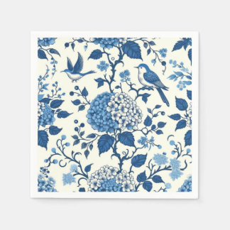 Servilleta De Papel Personalizado Monograma Chinoiserie Azul y Blanco