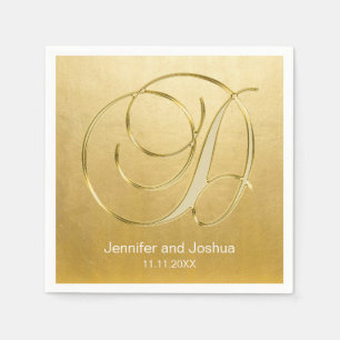 Servilleta De Papel Personalizado Monograma Letra D Relieve metalizado