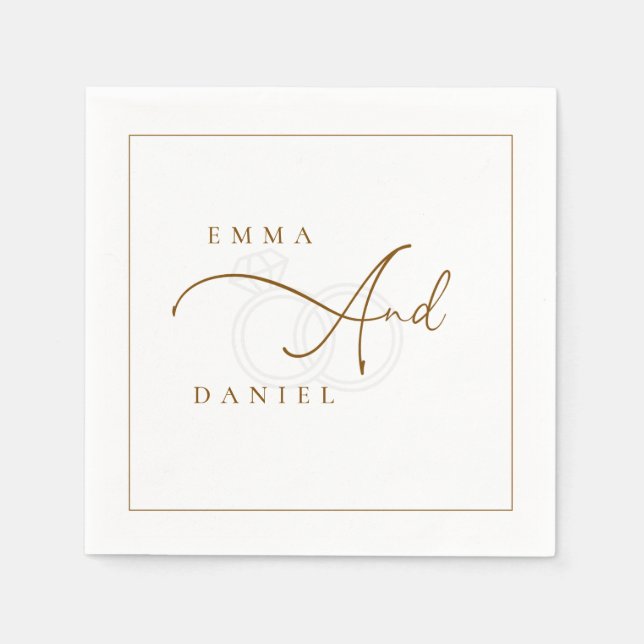 Servilleta De Papel Personalizado Monograma Minimalista Bodas Napkins (Anverso)