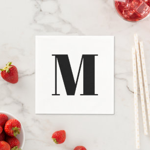Servilleta De Papel Personalizado monograma moderno letra inicial blan