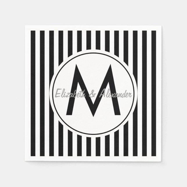 Servilleta De Papel Personalizado monograma moderno tachado (Anverso)