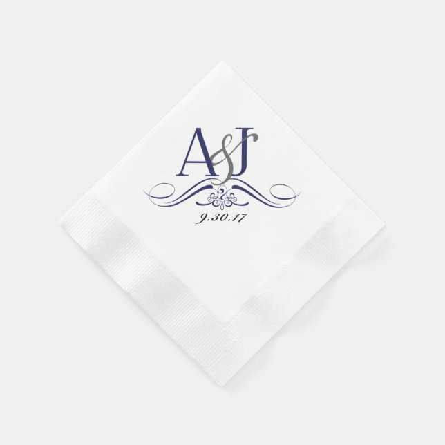 Servilleta De Papel Personalizado Monograma Napkin de almuerzo acuñado (Borde)