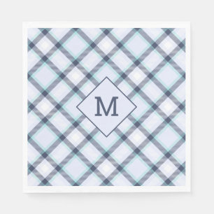 Servilleta De Papel Personalizado Monograma Tapado / Patrón Tartán