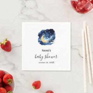 Servilleta De Papel Personalizado Moon and Stars Baby Shower Napkins