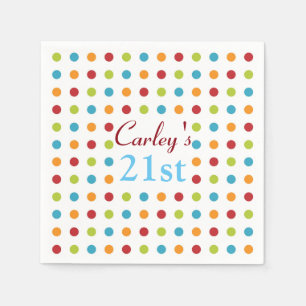 Servilleta De Papel Personalizado multicolor de Punto Polka 21º cumple