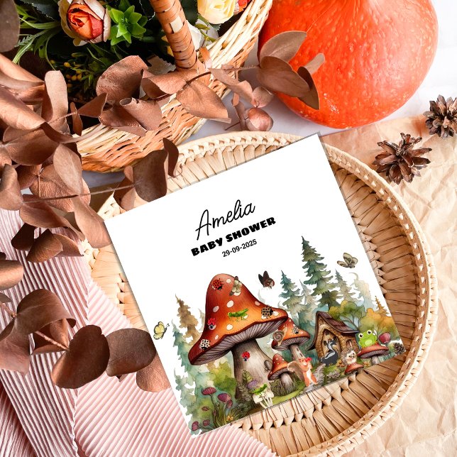 Servilleta De Papel Personalizado Mushroom Whimsical Woodland Baby Sho (Subido por el creador)
