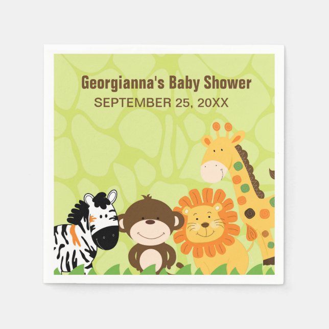 Servilleta De Papel Personalizado Napkin de Bright Safari Animals (Anverso)