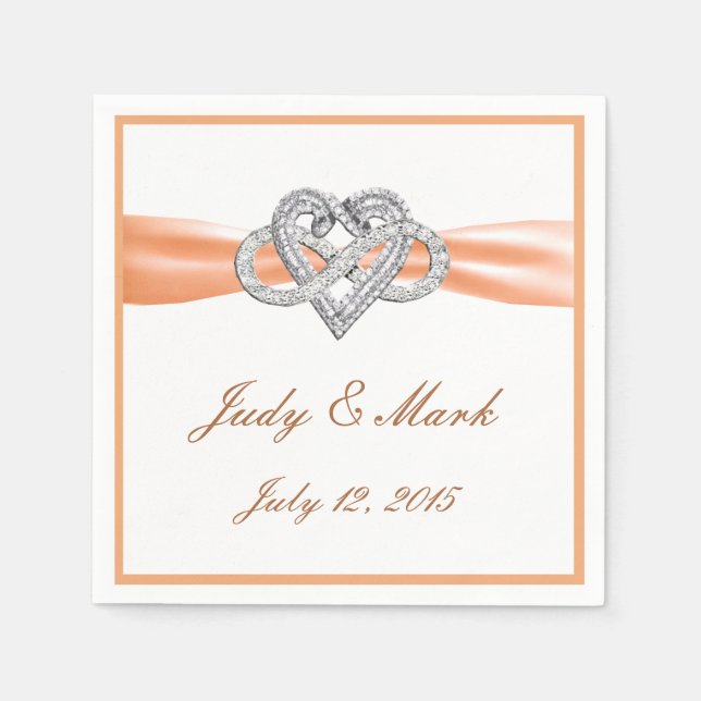 Servilleta De Papel Personalizado Naranja Infinity Heart Paper Napkins (Anverso)