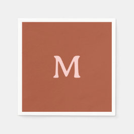 Servilleta De Papel Personalizado Naranja quemado Monograma