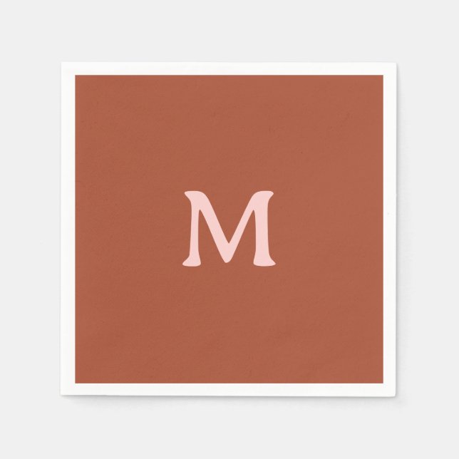 Servilleta De Papel Personalizado Naranja quemado Monograma (Anverso)
