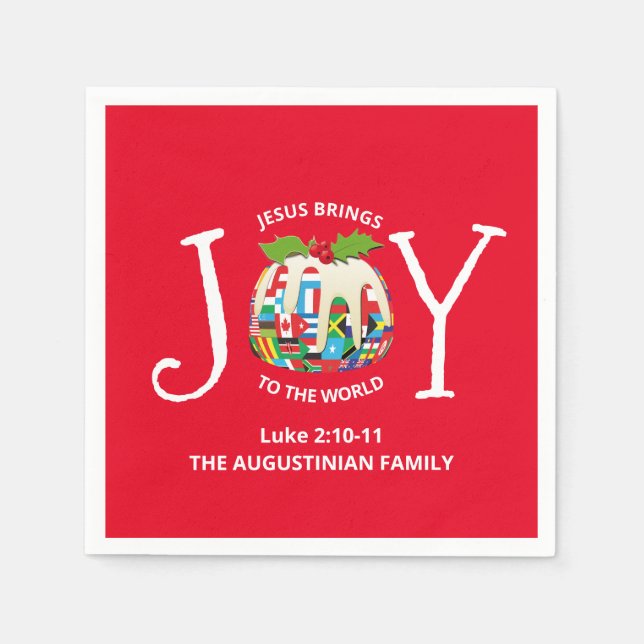 Servilleta De Papel Personalizado Navidades Rojos DISFRUTAN AL MUNDO C (Anverso)