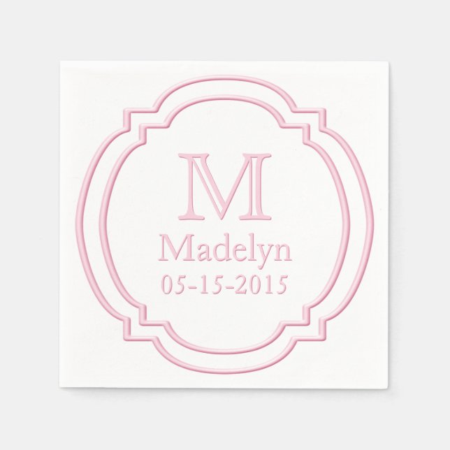 Servilleta De Papel Personalizado Nombre Monograma Fecha Color blanco  (Anverso)