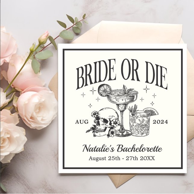 Servilleta De Papel Personalizado Novia O Muere Fiesta De Cocktail Bac (Subido por el creador)
