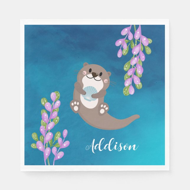 Servilleta De Papel Personalizado Otter Napkin (Anverso)