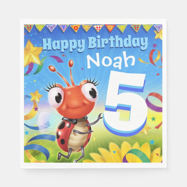 Servilleta De Papel Personalizado Papel de cumpleaños niño de serville (Anverso)