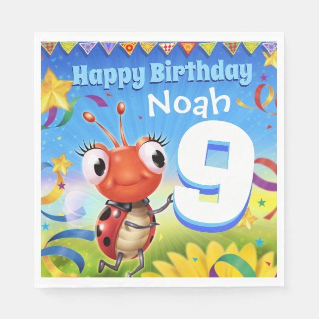 Servilleta De Papel Personalizado Papel de cumpleaños niño de serville (Anverso)