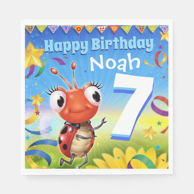 Servilleta De Papel Personalizado Papel de cumpleaños niño de serville (Anverso)