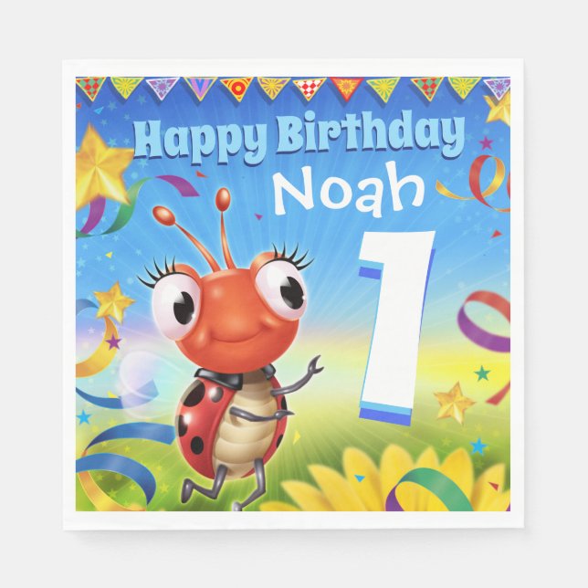 Servilleta De Papel Personalizado Papel de cumpleaños niño de serville (Anverso)