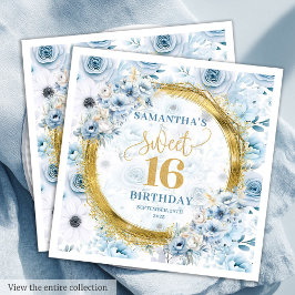 Servilleta De Papel Personalizado Pastel Blue Sweet 16 Napkins Purpuri