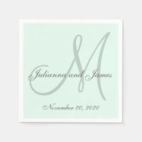 Personalizado Pastel Mint Colores Monograma Papel 
