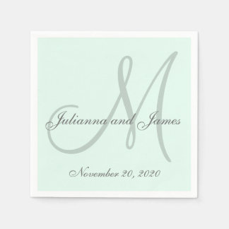 Servilleta De Papel Personalizado Pastel Mint Colores Monograma Papel 