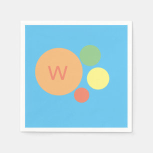 Servilleta De Papel Personalizado Pastel Rainbow Polka Dot Monograma -