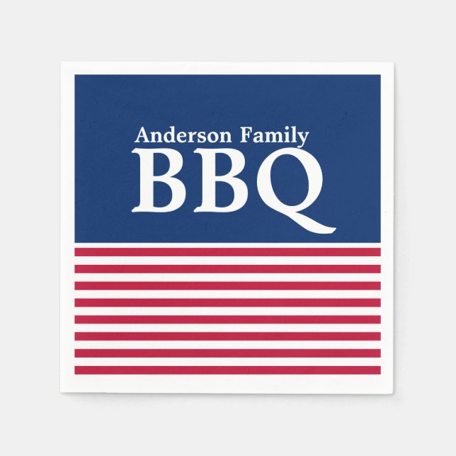 Servilleta De Papel Personalizado Patriótico Rojo, Blanco y Azul (Anverso)