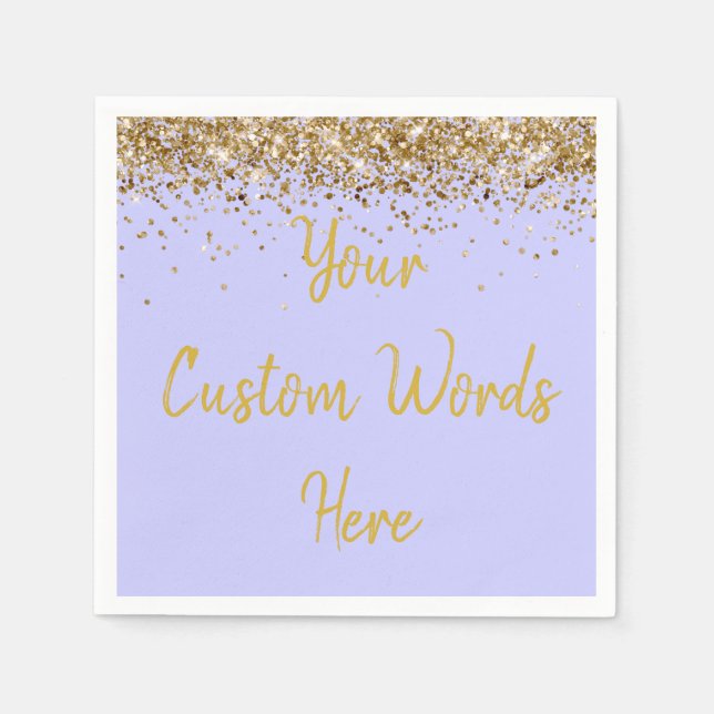 Servilleta De Papel Personalizado Periwinkle Purple y Gold Birday Part (Anverso)