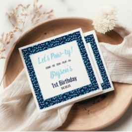 Servilleta De Papel Personalizado Perro Cumpleaños Blue Paw Imprimir M
