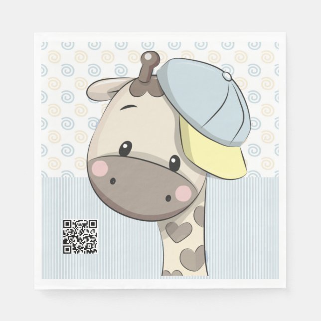 Servilleta De Papel Personalizado Personalizado Baby Boy Giraffe (Anverso)