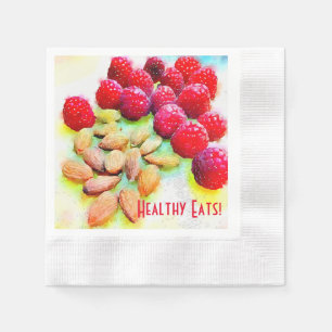Servilleta De Papel Personalizado Picnic Raspberries Almonds Watercolo