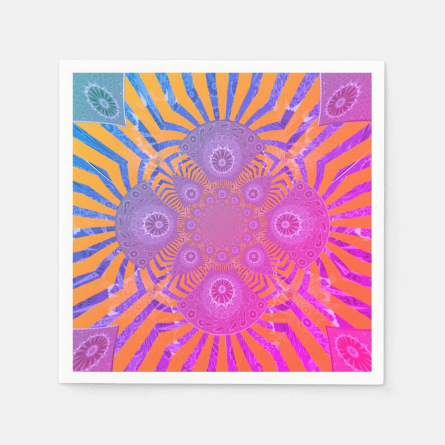 Servilleta De Papel Personalizado Pink and Purple Lovely Motif Napkins (Anverso)