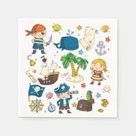 Servilleta De Papel Personalizado Pirates Island Barco Niños Napkins C