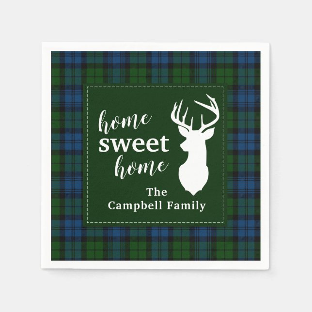 Servilleta De Papel Personalizado Plaid Tartan Clan Campbell Military (Anverso)