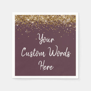 Servilleta De Papel Personalizado Plum Purple Gold Serviette