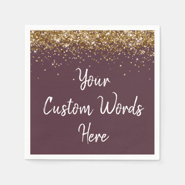 Servilleta De Papel Personalizado Plum Purple Gold Serviette (Anverso)