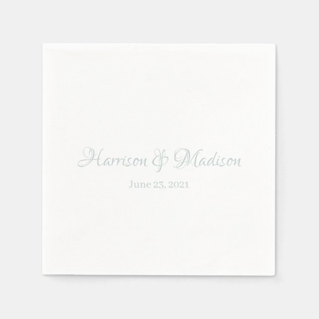 Servilleta De Papel Personalizado polvoriento azul Script Pareja Nombr (Anverso)