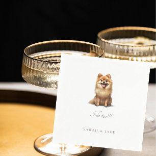 Servilleta De Papel Personalizado Pomeranian Mascota Boda