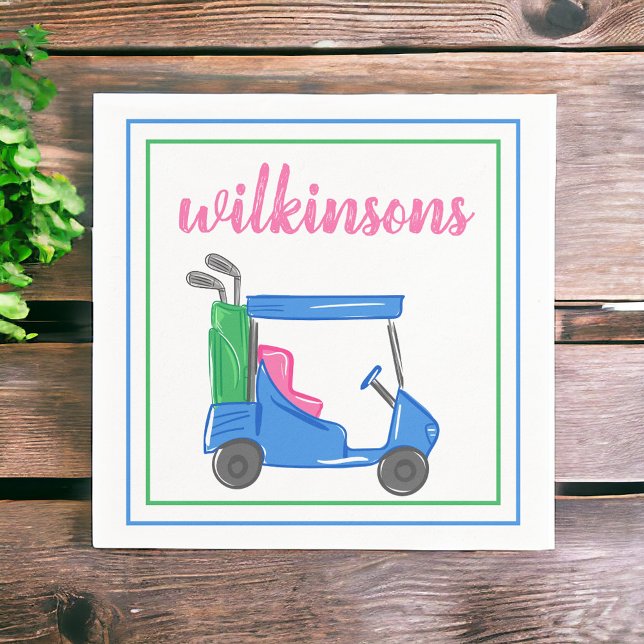 Servilleta De Papel Personalizado Preppy Blue Golf Cart Cocktail Fiest (Subido por el creador)