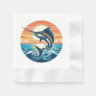 Servilleta De Papel Personalizado Puesta de sol en la costa/mar/marlín